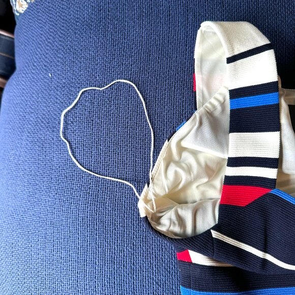 VINTAGE Adrianna Papell white colorblock striped flare dress, Size 4 - Picture 13 of 13